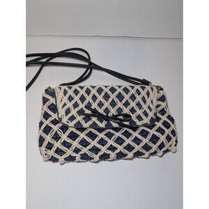 Talbots Straw Crossbody Navy Blue Shoulder Bag Purse
